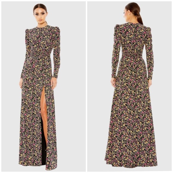 IEENA FOR MAC DUGGAL Floral Long Sleeve Gown 18 - Picture 1 of 9